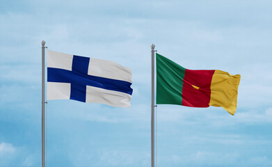 Cameroon and Finland flags, country relationship concept
