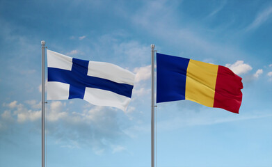 Chad and Finland flags, country relationship concept
