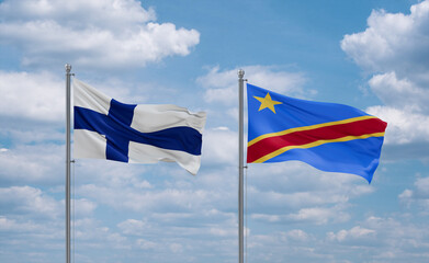 Congo and Finland flags, country relationship concept