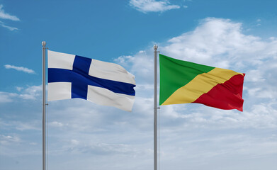 Congo and Finland flags, country relationship concept