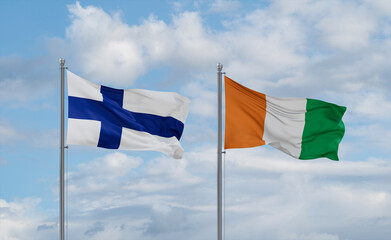Ivory Coast and Finland flags, country relationship concept