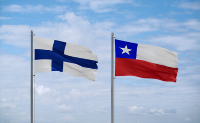 Chile and Finland flags, country relationship concept