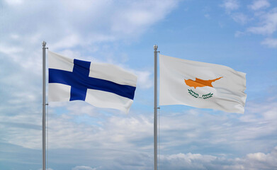 Cyprus and Finland flags, country relationship concept