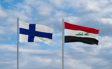 Iraq and Finland flags, country relationship concept
