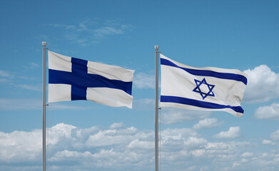 Israel and Finland flags, country relationship concept