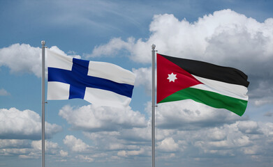 Jordan and Finland flags, country relationship concept