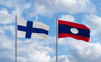 Laos and Finland flags, country relationship concept