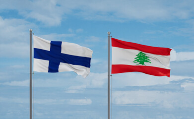 Lebanon and Finland flags, country relationship concept