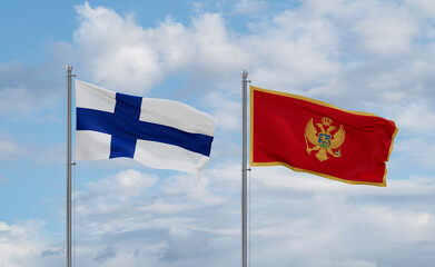 Montenegro and Finland flags, country relationship concept