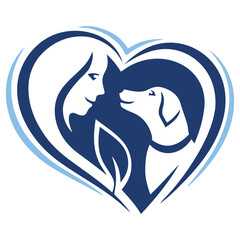Dog and women love shape vector image