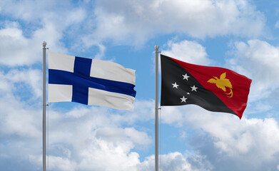 Papua New Guinea and Finland flags, country relationship concept