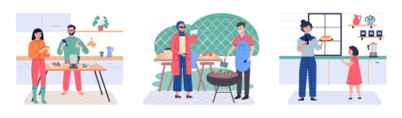 People with smartphone. Vector illustration. The metaphor people with smartphones represents interconnectedness modern society Telephones have evolved into smart phones, enabling seamless telephony