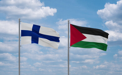 Palestine and Finland flags, country relationship concept