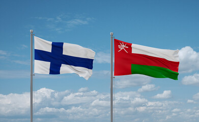 Oman and Finland flags, country relationship concept