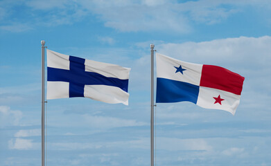 Panama and Finland flags, country relationship concept