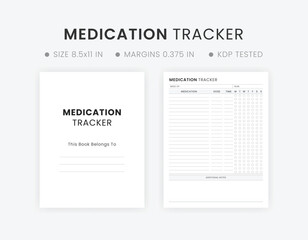 Printable Weekly Medication Tracker Template. Editable Daily Medication Schedule Log Book