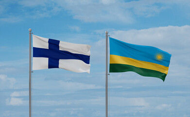 Rwanda and Finland flags, country relationship concept
