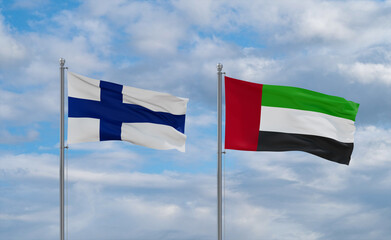 UAE and Finland flags, country relationship concept