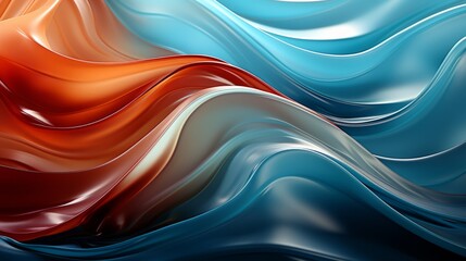 Vibrant strokes of blue and orange dance across the canvas in a wild and abstract masterpiece, evoking feelings of energy and freedom through the power of art - obrazy, fototapety, plakaty