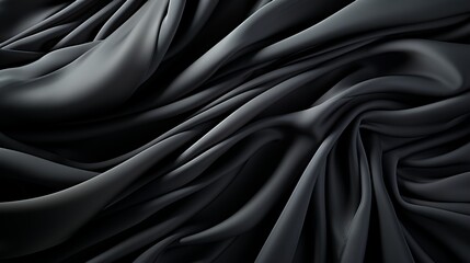 Obraz premium Capturing the intricate patterns of darkness, this abstract image of black fabric evokes a sense of mystery and allure, tempting the viewer to delve deeper into its textured depths