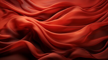 Bold and flowing, a fiery red fabric cascades in graceful folds, exuding confidence and passion as it adorns the figure in a striking maroon and peach ensemble - obrazy, fototapety, plakaty