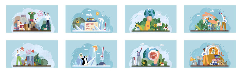 Fototapeta na wymiar Climate change. Save the planet. Vector illustration Choose renewable resources to contribute to cleaner planet and combat climate change On World Environment Day, lets unite for well-being our planet