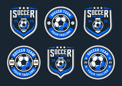 Football logo vector collection. Soccer logo badge bundle vector with shield