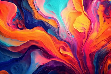 Vibrant swirls of fluid, artistic mobile app background. Generative AI - obrazy, fototapety, plakaty