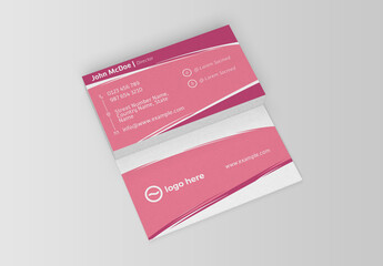 Business Card with Brush Stroke Background in Pink Accents