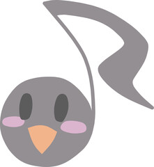 歌を歌っているような表情のついたキャラクター風の音符のイラスト