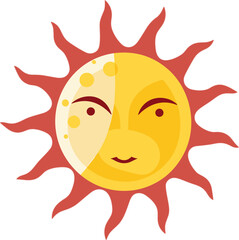 Cute Yellow Sun Kawai Illustration vector 