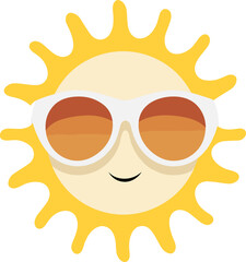 Cute Yellow Sun Kawai Illustration vector 