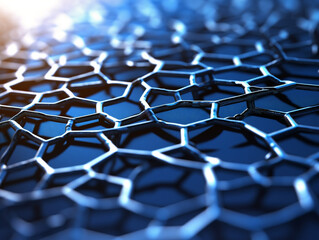 A highly magnified image of a graphene structure captured using a powerful electron microscope.