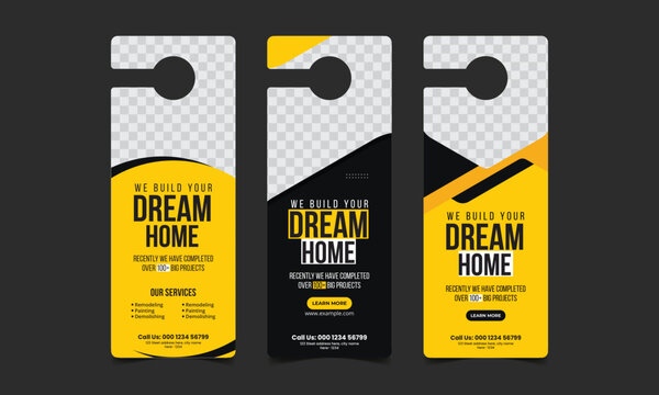 construction handyman home repair door hanger design template 