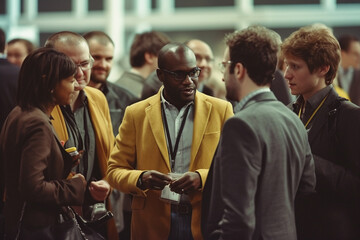  group of people discussing in a business forum