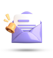 3d rendering of Envelope, 3D pastel icon set.