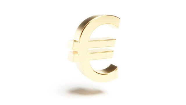 Gold sign euro dancing on white back able to loop 