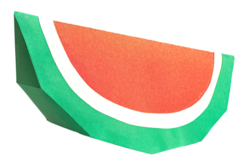 Watermelon in paper craft, isolated on white or transparent background.