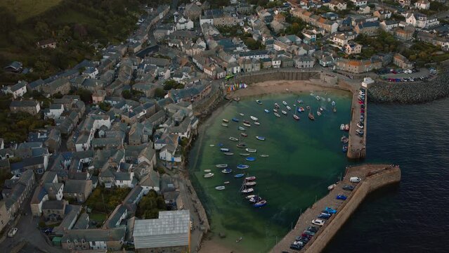 Harbor of Mousehole in Cornwall at Sunset