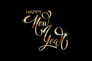 Happy New Year hand lettering calligraphy. Vector holiday illustration element. Typographic element