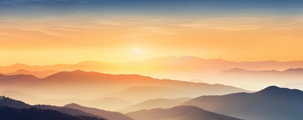 Obraz premium Mountain landscape at sunset, Generative AI
