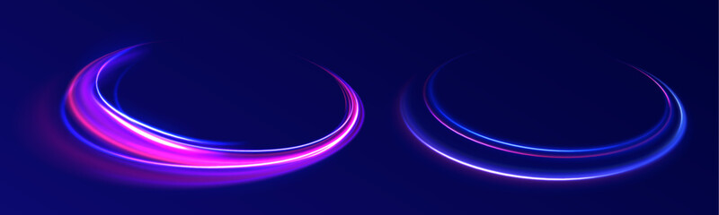 Racing cars dynamic flash effects city road with long exposure night ligh. High Speed Lines With Focus vector background with blurred fast moving light effect, blue purple colors. 