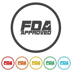 FDA approved icon. Set icons in color circle buttons