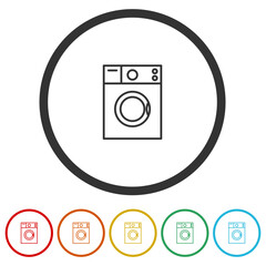 Washing machine icon. Set icons in color circle buttons