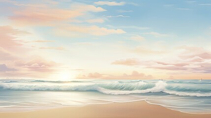 Obraz premium A Serene Seascape with Majestic Ocean Waves Rolling onto Sandy Shore