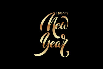 Happy New Year hand lettering calligraphy. Vector holiday illustration element. Typographic element