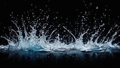 splashes of water on black background. 
