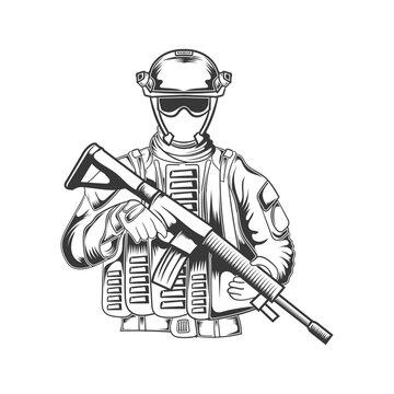American military with rifel vector design