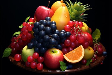 A beautiful and detailed illustration of a delightful fruit cluster