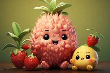 A charming and lovable portrayal of fruit, radiating pure cuteness